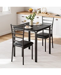 gaomon 3-Piece Kitchen Dining Room Table Chair Set,Dining Table Set for 2,Square 29.1 x 29.1 x 30 in Table with 2 Metal- Chair