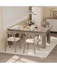 gaomon 63" Dining Table for 4-6, Farmhouse Wood Kitchen with 4 Strong Legs, Large Thick Tabletop