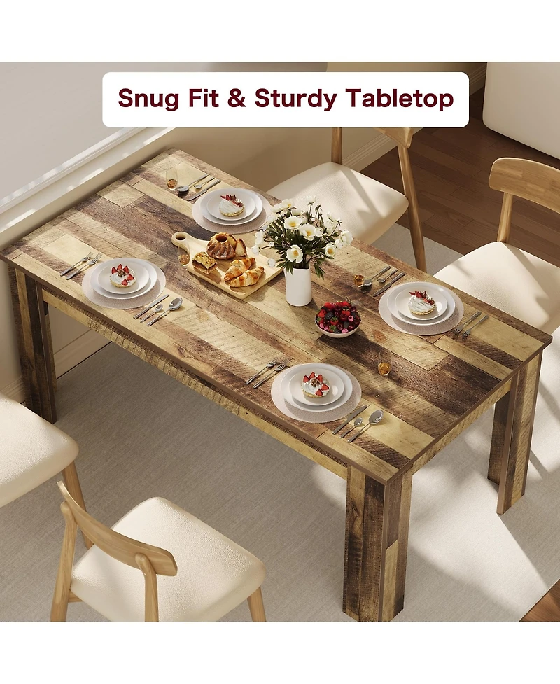 gaomon 63" Dining Table for 4-6, Farmhouse Wood Kitchen with 4 Strong Legs, Large Thick Tabletop
