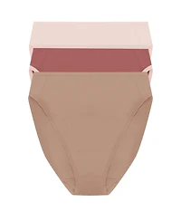 Natori Women's Bliss Bare Cotton High Cut Brief 3 Pack