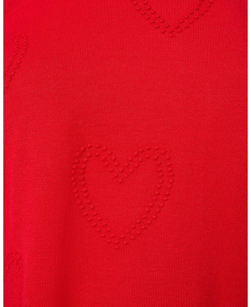 Cable & Gauge Women's Textured Heart Bow Crewneck Sweater