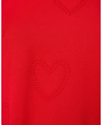 Cable & Gauge Women's Textured Heart Bow Crewneck Sweater