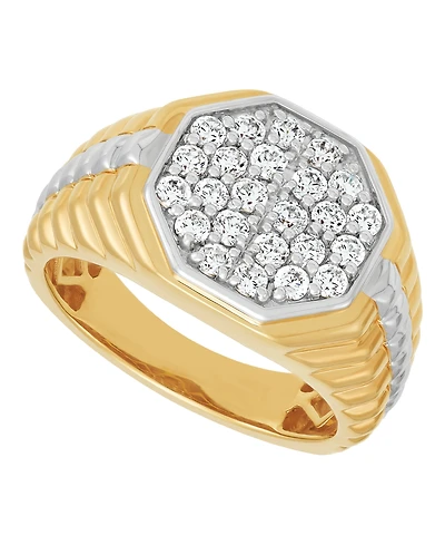 Grown With Love Lab Grown Diamond Cluster Ring (1 ct. t.w.) in 14k Yellow Gold Plated Sterling Silver with Rhodium
