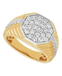 Grown With Love Lab Grown Diamond Cluster Ring (1 ct. t.w.) in 14k Yellow Gold Plated Sterling Silver with Rhodium
