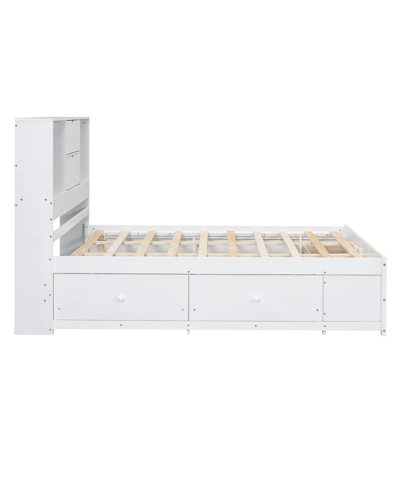 Streamdale Furniture Platform Bed with Storage Headboard and 8 Drawers