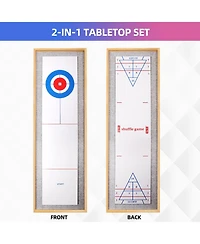 Gse Games & Sports Expert 2-in-1 Solid Wood Mini Shuffleboard and Curling Tabletop Game Board Set with 8 Rollers Gifts
