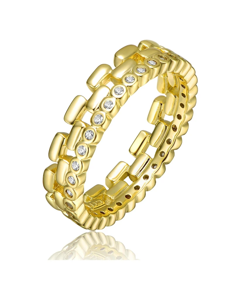 Chic 14K Gold Plated with Round Cubic Zirconia Geometric Stacking Ring