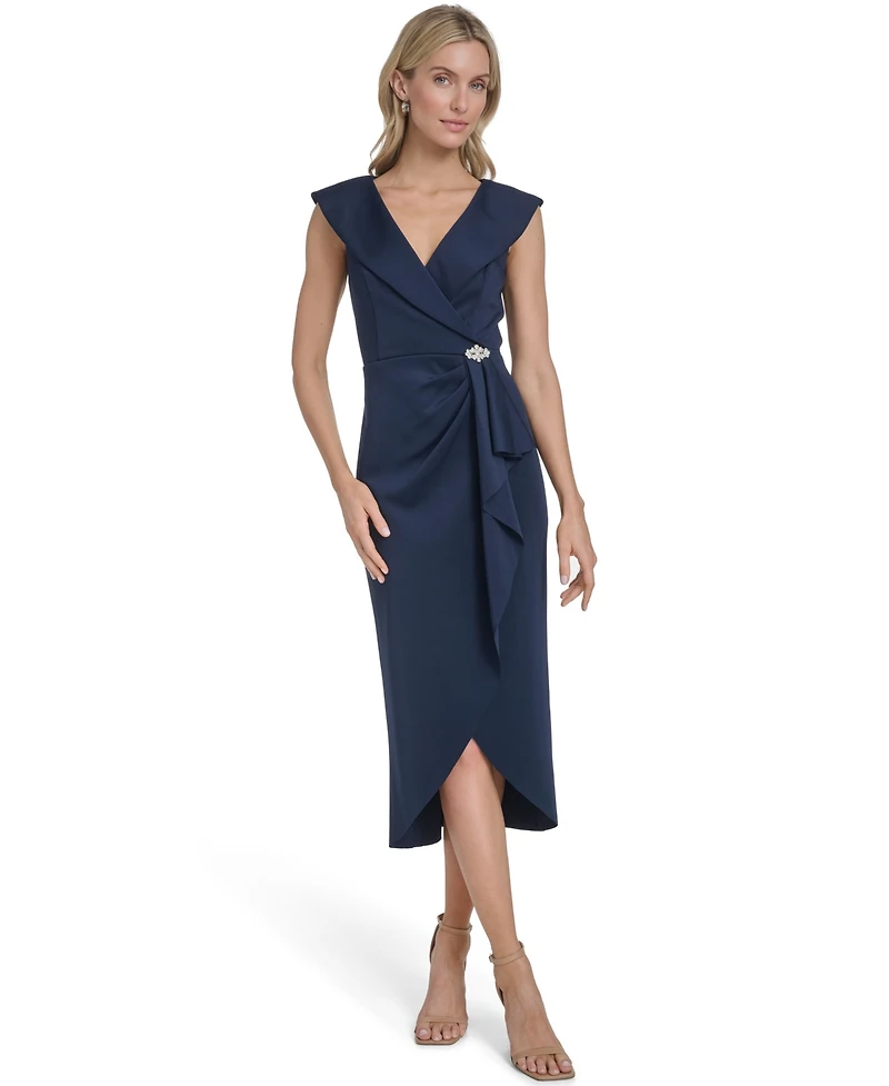 Jessica Howard Women's Sleeveless V-Neck Midi Dress
