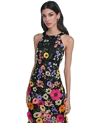 Eliza J Petite Square Neck Embroidered Midi Dress