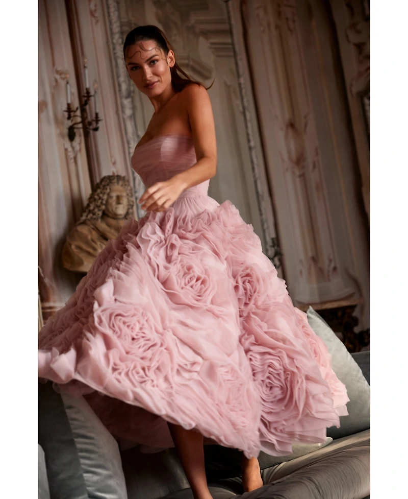 Milla Womens Dramatically Flowered Tulle Dress