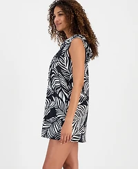 J Valdi Women's Sumatra Sleeveless Printed Swim Cover Up Hoodie