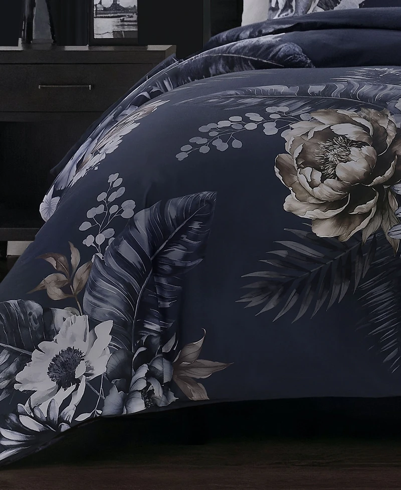 Bebejan Daisy Blue Bedding 200 Thread Count 100% Cotton Sateen 3 Piece Reversible Queen Duvet Cover Set