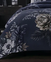 Bebejan Daisy Blue Bedding 200 Thread Count 100% Cotton Sateen 3 Piece Reversible Queen Duvet Cover Set