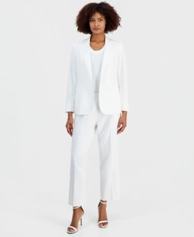 Anne Klein Womens Notched Collar One Button Blazer Sleeveless Sweater Ankle Pants