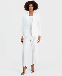 Anne Klein Womens Notched Collar One Button Blazer Sleeveless Sweater Ankle Pants