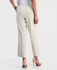 Anne Klein Women's Linen-Blend Mid-Rise Straight-Leg Ankle Pants
