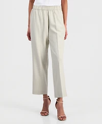 Anne Klein Women's Linen-Blend Mid-Rise Straight-Leg Ankle Pants
