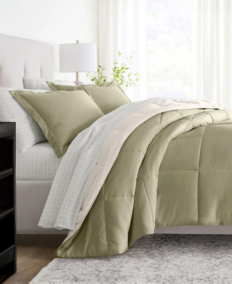 ienjoy Home Bedding Bundle Reversible Pattern -Piece Comforter Set