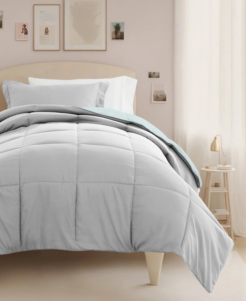 ienjoy Home Solid Reversible Dorm 8-Piece Comforter Set, Twin Xl