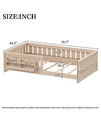 Streamdale Furniture Wood Twin Platform Bed with Guardrail & Storage Shelves