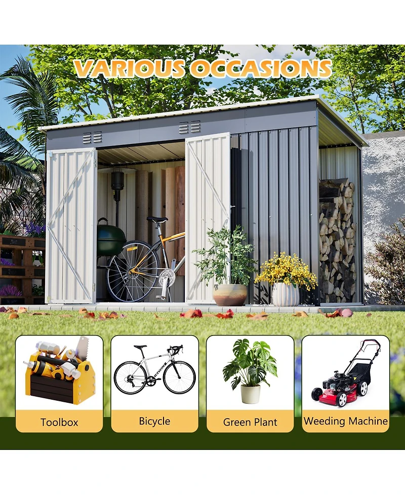 Streamdale Outdoor Metal Storage Shed with Lockable Door and Floor Frame