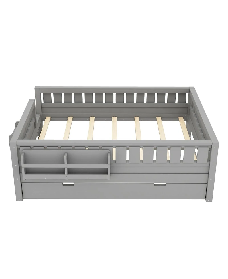 Streamdale Furniture Full bed with bookshelves, staircase, safety rails, trundle