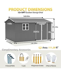 Streamdale Outdoor Storage Shed Metal, Large Garden Tool Sheds with Lockable Doors