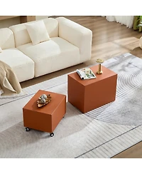 Streamdale Modern Mdf Saddle Leather Table - Two Compact Sizes