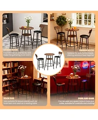 Streamdale Furniture Rustic Brown 3-Piece Round Bar Table & 2 Stools Set