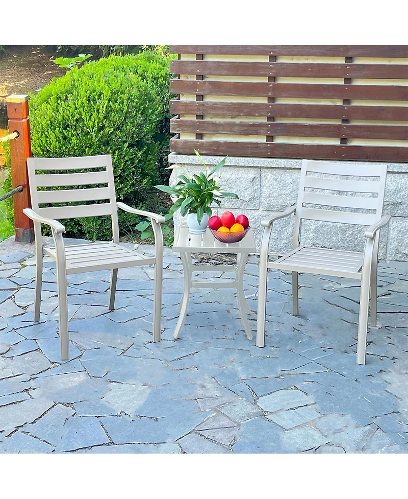 Streamdale Furniture Vrshwo Iron Terrace Dining Chairs, Set of 2 Cream Outdoor Metal Chairs