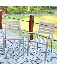 Streamdale Furniture Vrshwo Iron Terrace Dining Chairs, Set of 2 Cream Outdoor Metal Chairs