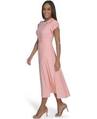 Eliza J Petite Short-Sleeve Jewel Neck Dress