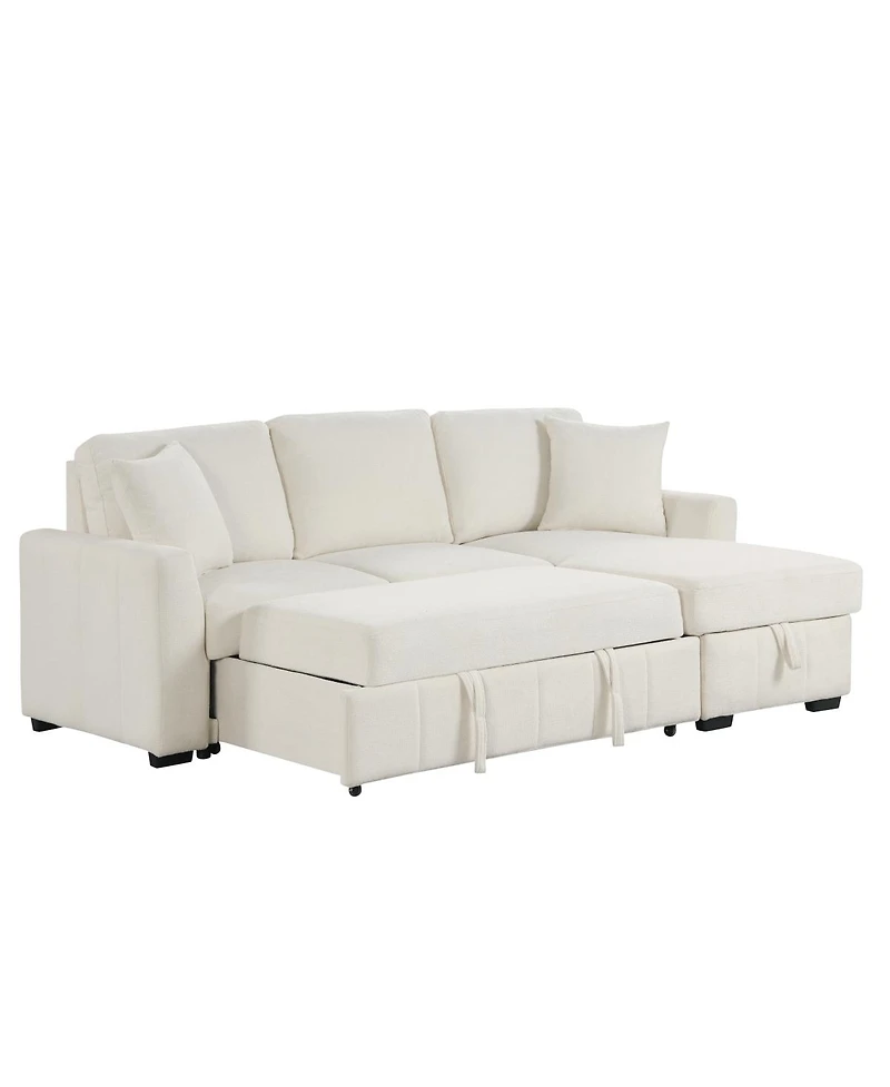 Streamdale L-Shaped Sleeper Sofa w/ Storage Chaise & Cup Holders