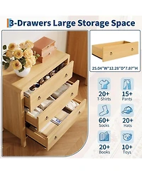 gaomon Modern 3 Drawer Bedroom Dresser, 30.4" Tall Wooden Closet Chest Storage