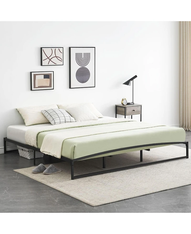 gaomon Low Bed Frame Size, 10 Inch Heavy Duty Metal Platform Bed Frame Low Profile, Mattress Foundation, No Box Spring Needed, Noise-Free