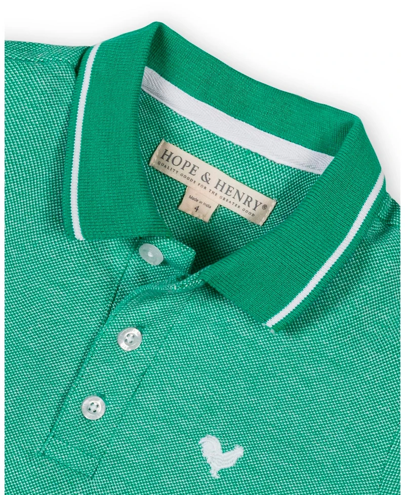 Hope and Henry Little Big Boys' Organic Short Sleeve Knit Pique Polo Shirt