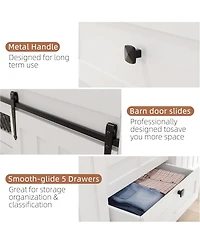 Gaomon Farmhouse 5 Drawers Dresser for Bedroom with Sliding Barn Doors, Wood Dresser & Chest of Drawers, Rustic Dresser Tv Stand, Dresser Organizer