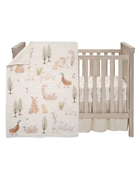 Lambs & Ivy Baby Signature Bunny Hop Organic Cotton Muslin 3-Piece Crib Bedding Set