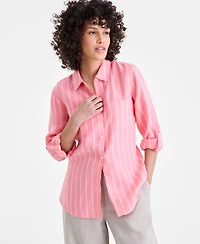 Charter Club Petite 100% Linen Button-Front Shirt, Created for Macy's