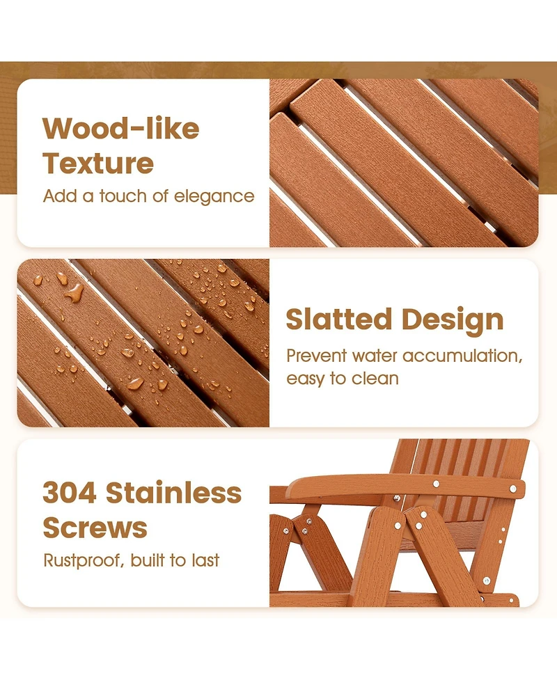 Gymax 2PCS Foldable Patio Chair w/Armrest Curved Back Slatted Seat for Backyard Deck