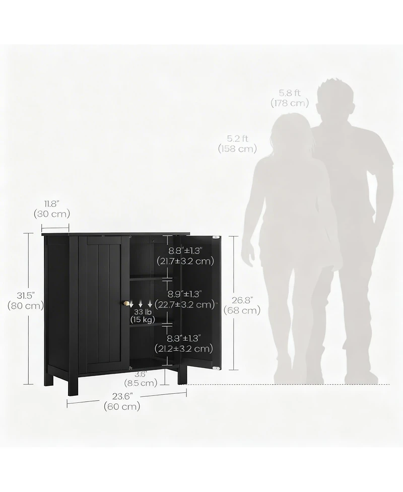 Yigii Spacious Freestanding Storage Cabinet with 2 Adjustable Shelves for Any Room