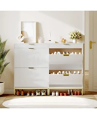 gaomon Handle Fluted Shoe Cabinet