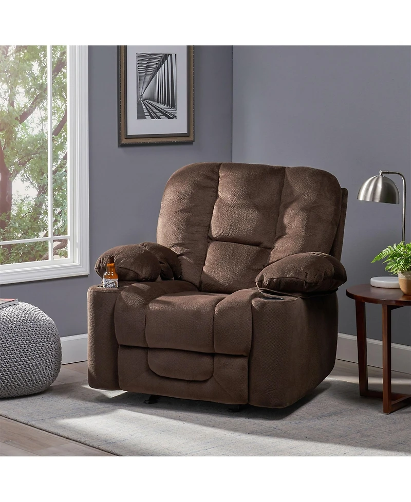 Clihome Manual Recliner Chair with Cup Holders, Chocolate Upholstered