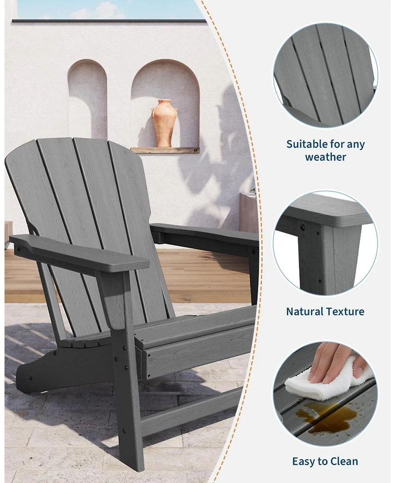 gaomon Modern Hdpe Plastic Adirondack Chair Set of 2 with Side Table