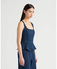 Nvlt Women's Denim Sleeveless Corset Peplum Top
