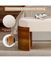 Tribesigns 59" Upholstered End of Bed Bench, Modern Entryway Bench with Engineered Wood Frame, Oval Ottoman with Faux Lambswool Fabric