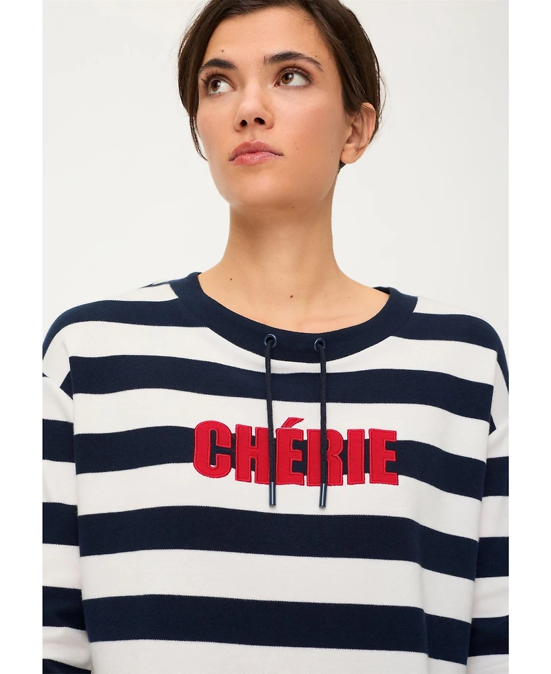 Olsen Women's Cherie Embroidered Jersey Knit Top