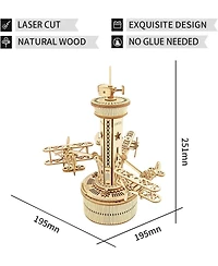 Robotime 3D Wooden Puzzle Mechanical Music Box,Diy Aircraft Model Kits to Build,Best Toy Gift for Teens,Adults on Birthday,Decoration for Room