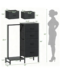 Yigii 44" Tall 2-in-1 Dresser & Rack, 4 Drawers, Reversible, Sturdy