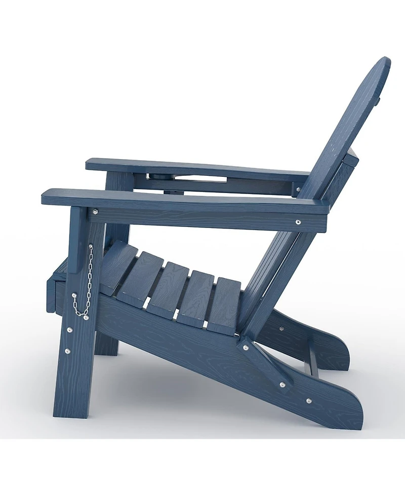 gaomon Folding Adirondack Chair, Hdpe Outdoor Patio Chair with Cup Holder, All Weather Resistent Wooden Textured for patios, Decks, Gardens